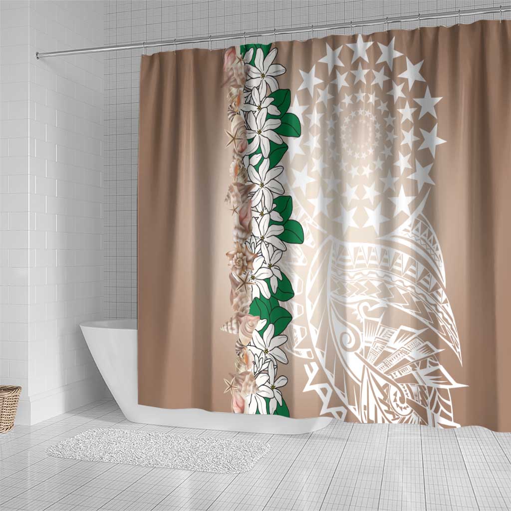 Cook Islands Tiare Maori With Conch Shell Shower Curtain 2025 Pasifika Polynesian Tattoo LT14 - Polynesian Pride