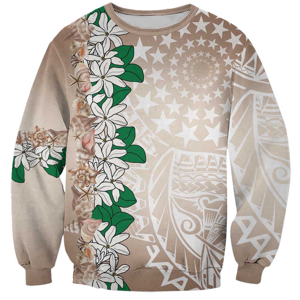 Cook Islands Tiare Maori With Conch Shell Sweatshirt 2025 Pasifika Polynesian Tattoo LT14 Unisex Brown - Polynesian Pride