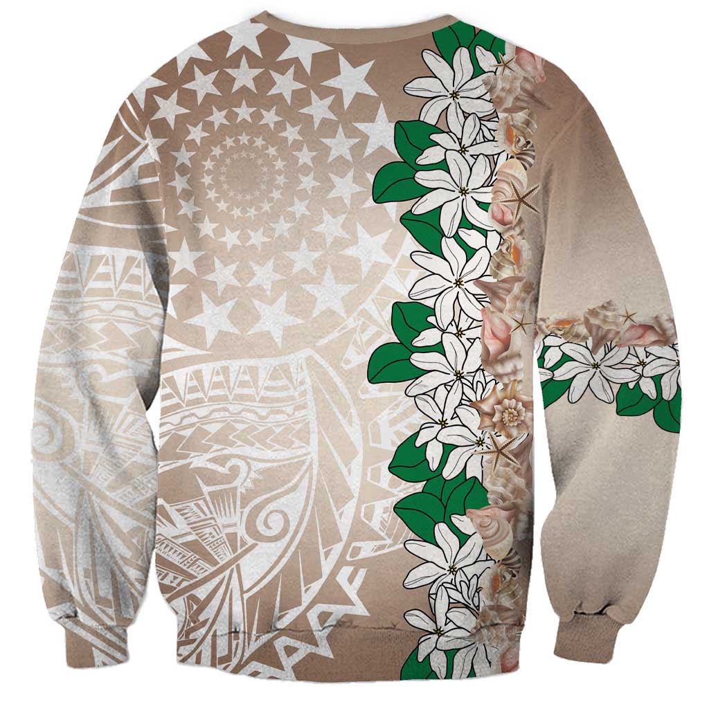 Cook Islands Tiare Maori With Conch Shell Sweatshirt 2025 Pasifika Polynesian Tattoo LT14 - Polynesian Pride