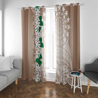 Cook Islands Tiare Maori With Conch Shell Window Curtain 2025 Pasifika Polynesian Tattoo LT14 With Grommets Brown - Polynesian Pride