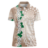 Cook Islands Tiare Maori With Conch Shell Women Polo Shirt 2025 Pasifika Polynesian Tattoo LT14 Female Brown - Polynesian Pride