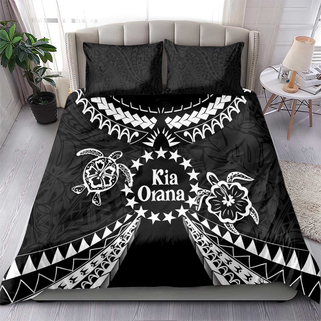 Kia Orana Cook Islands Bedding Set 2025 Pasifika Polynesian Turtle Black Color LT14 - Polynesian Pride