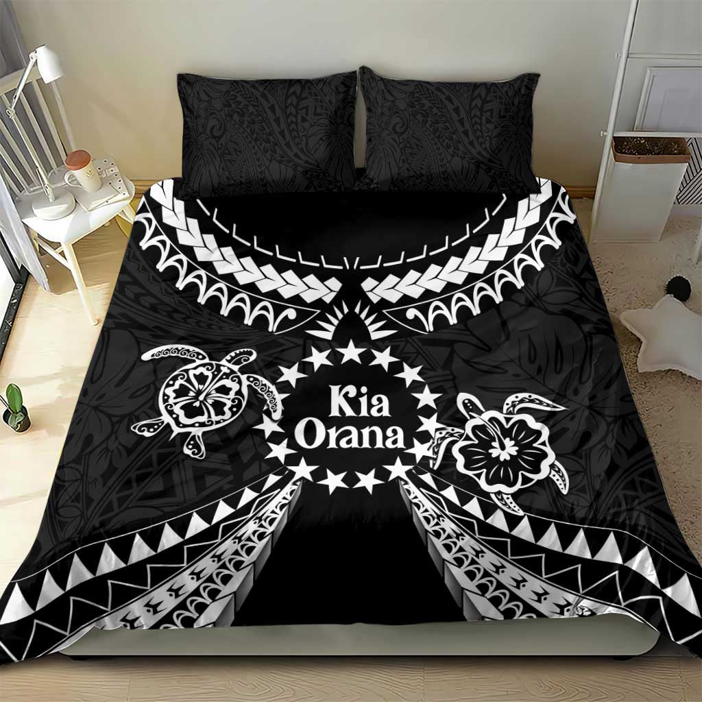 Kia Orana Cook Islands Bedding Set 2025 Pasifika Polynesian Turtle Black Color LT14 - Polynesian Pride