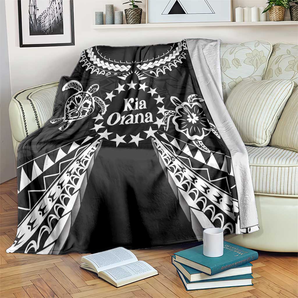Kia Orana Cook Islands Blanket 2025 Pasifika Polynesian Turtle Black Color LT14 Black - Polynesian Pride