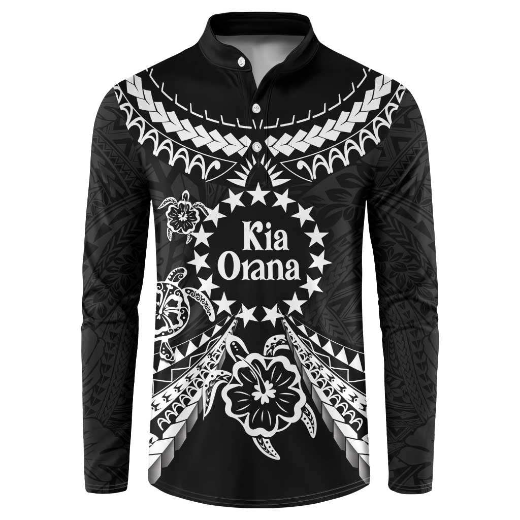 Kia Orana Cook Islands Button Sweatshirt 2025 Pasifika Polynesian Turtle Black Color LT14 Black - Polynesian Pride