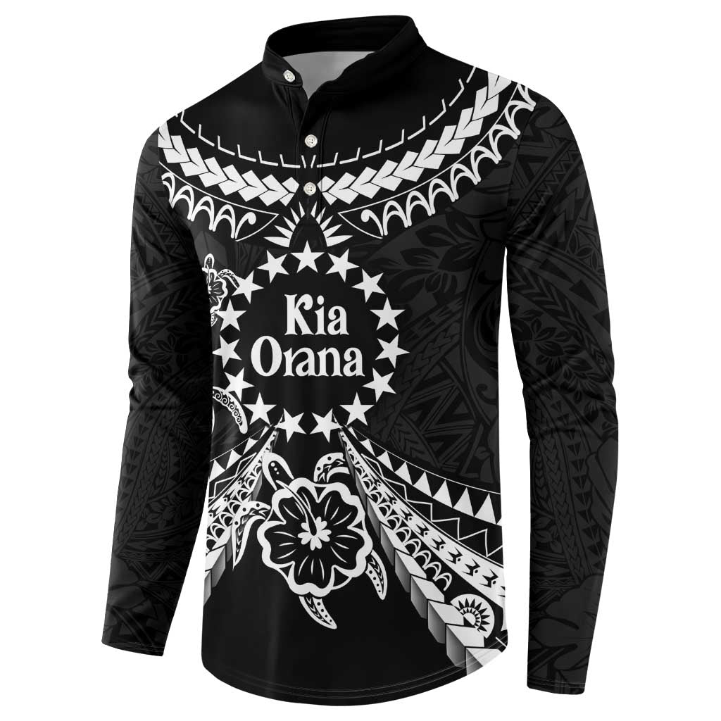 Kia Orana Cook Islands Button Sweatshirt 2025 Pasifika Polynesian Turtle Black Color LT14 - Polynesian Pride