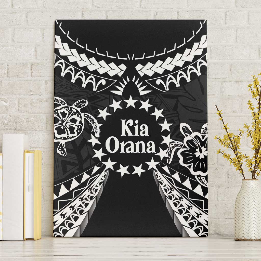 Kia Orana Cook Islands Canvas Wall Art 2025 Pasifika Polynesian Turtle Black Color LT14 Without Frame Black - Polynesian Pride
