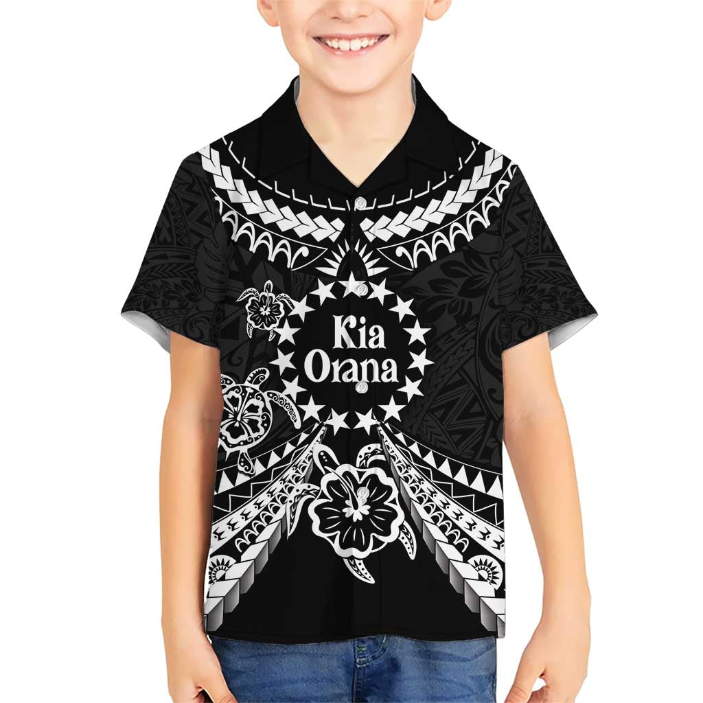 Kia Orana Cook Islands Kid Hawaiian Shirt 2025 Pasifika Polynesian Turtle Black Color LT14 Kid Black - Polynesian Pride