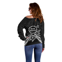 Kia Orana Cook Islands Off Shoulder Sweater 2025 Pasifika Polynesian Turtle Black Color LT14 - Polynesian Pride