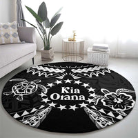 Kia Orana Cook Islands Round Carpet 2025 Pasifika Polynesian Turtle Black Color LT14 - Polynesian Pride