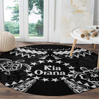 Kia Orana Cook Islands Round Carpet 2025 Pasifika Polynesian Turtle Black Color LT14 - Polynesian Pride