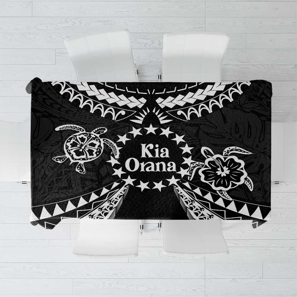 Kia Orana Cook Islands Tablecloth 2025 Pasifika Polynesian Turtle Black Color LT14 Black - Polynesian Pride