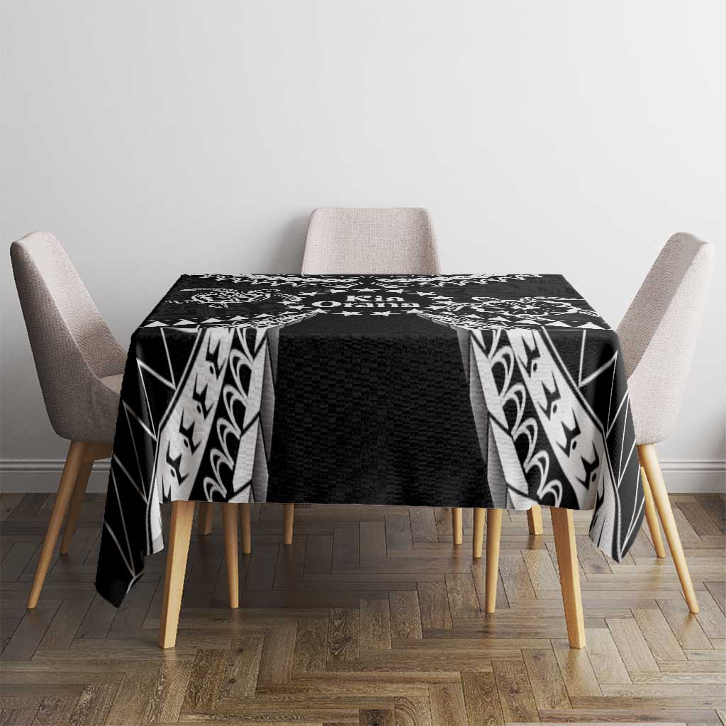 Kia Orana Cook Islands Tablecloth 2025 Pasifika Polynesian Turtle Black Color LT14 - Polynesian Pride