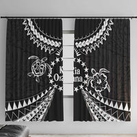 Kia Orana Cook Islands Window Curtain 2025 Pasifika Polynesian Turtle Black Color LT14 With Hooks Black - Polynesian Pride