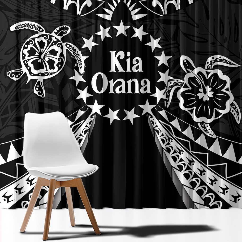 Kia Orana Cook Islands Window Curtain 2025 Pasifika Polynesian Turtle Black Color LT14 - Polynesian Pride