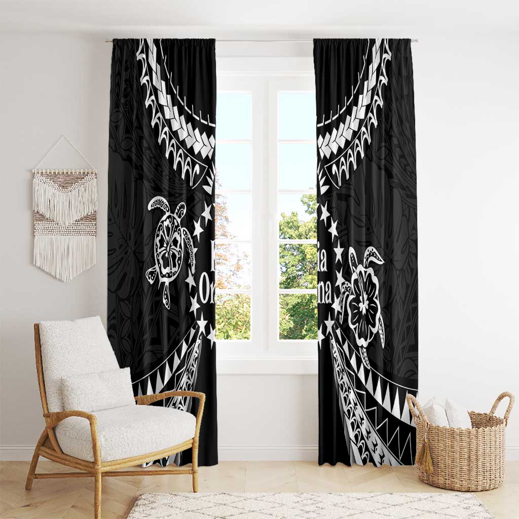 Kia Orana Cook Islands Window Curtain 2025 Pasifika Polynesian Turtle Black Color LT14 - Polynesian Pride