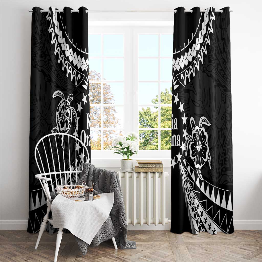 Kia Orana Cook Islands Window Curtain 2025 Pasifika Polynesian Turtle Black Color LT14 - Polynesian Pride