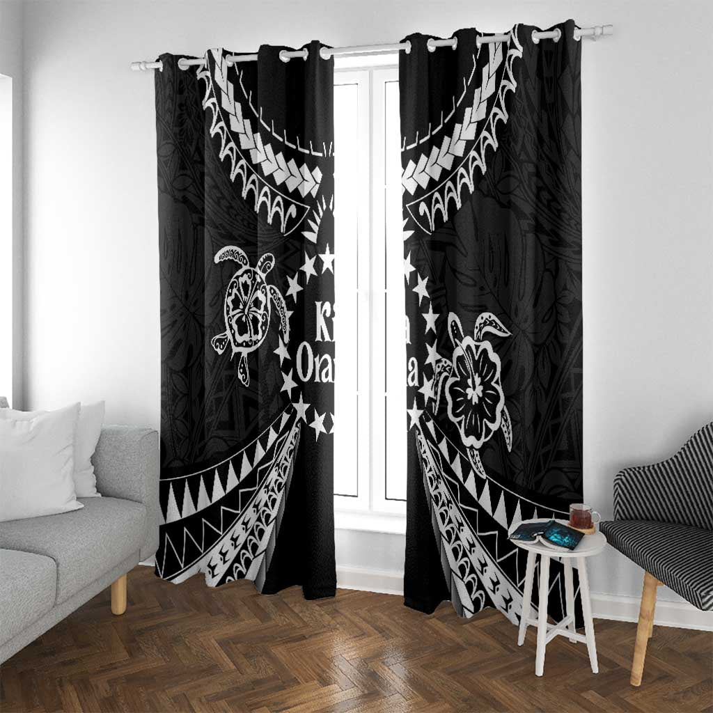 Kia Orana Cook Islands Window Curtain 2025 Pasifika Polynesian Turtle Black Color LT14 With Grommets Black - Polynesian Pride