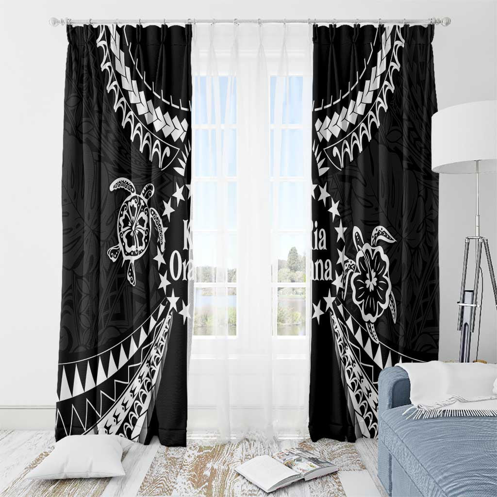 Kia Orana Cook Islands Window Curtain 2025 Pasifika Polynesian Turtle Black Color LT14 - Polynesian Pride