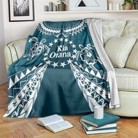 Kia Orana Cook Islands Blanket Polynesian Turtle Crowberry Blue Color LT14 Crowberry Blue - Polynesian Pride