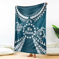 Kia Orana Cook Islands Blanket Polynesian Turtle Crowberry Blue Color LT14 - Polynesian Pride