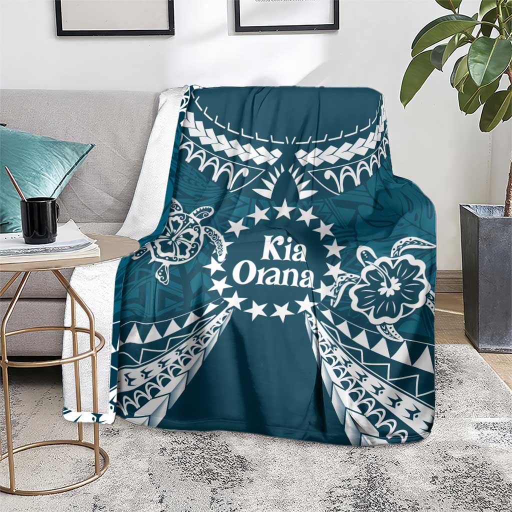 Kia Orana Cook Islands Blanket Polynesian Turtle Crowberry Blue Color LT14 - Polynesian Pride