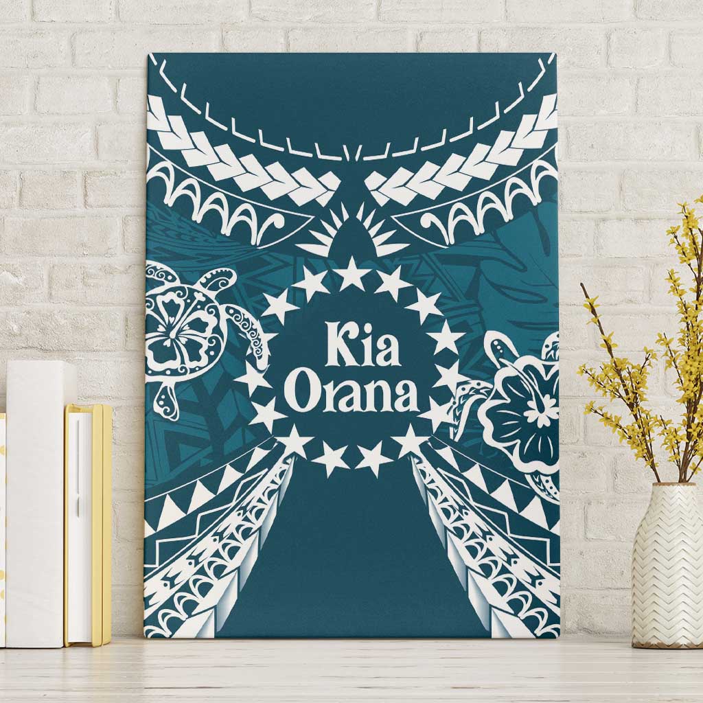 Kia Orana Cook Islands Canvas Wall Art Polynesian Turtle Crowberry Blue Color LT14 Without Frame Crowberry Blue - Polynesian Pride