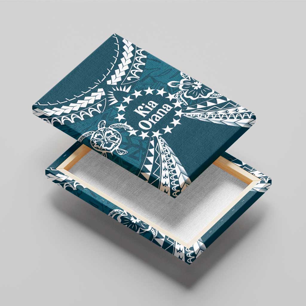 Kia Orana Cook Islands Canvas Wall Art Polynesian Turtle Crowberry Blue Color LT14 - Polynesian Pride