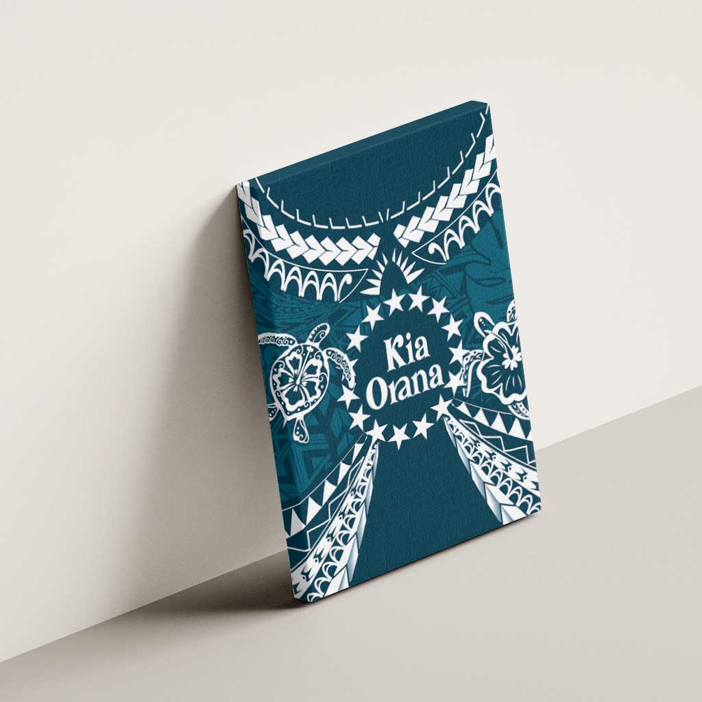 Kia Orana Cook Islands Canvas Wall Art Polynesian Turtle Crowberry Blue Color LT14 - Polynesian Pride