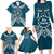 Kia Orana Cook Islands Family Matching Long Sleeve Bodycon Dress and Hawaiian Shirt Polynesian Turtle Crowberry Blue Color