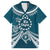 Kia Orana Cook Islands Family Matching Off Shoulder Short Dress and Hawaiian Shirt Polynesian Turtle Crowberry Blue Color