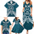 Kia Orana Cook Islands Family Matching Summer Maxi Dress and Hawaiian Shirt Polynesian Turtle Crowberry Blue Color