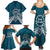 Kia Orana Cook Islands Family Matching Summer Maxi Dress and Hawaiian Shirt Polynesian Turtle Crowberry Blue Color