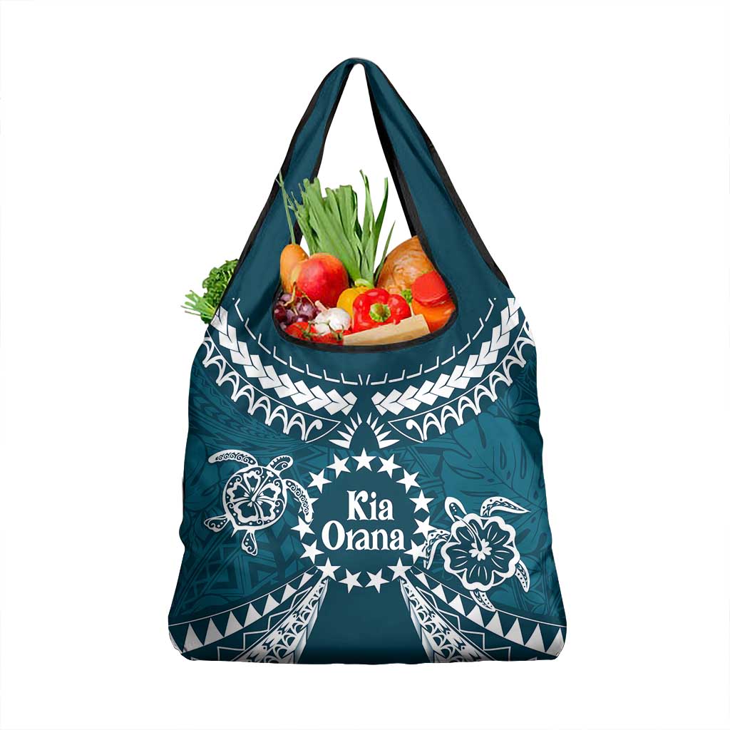 Kia Orana Cook Islands Grocery Bag Polynesian Turtle Crowberry Blue Color LT14 1-pack One Size Crowberry Blue - Polynesian Pride
