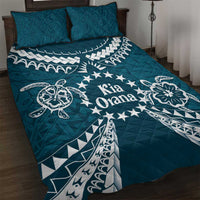 Kia Orana Cook Islands Quilt Bed Set Polynesian Turtle Crowberry Blue Color LT14 Crowberry Blue - Polynesian Pride