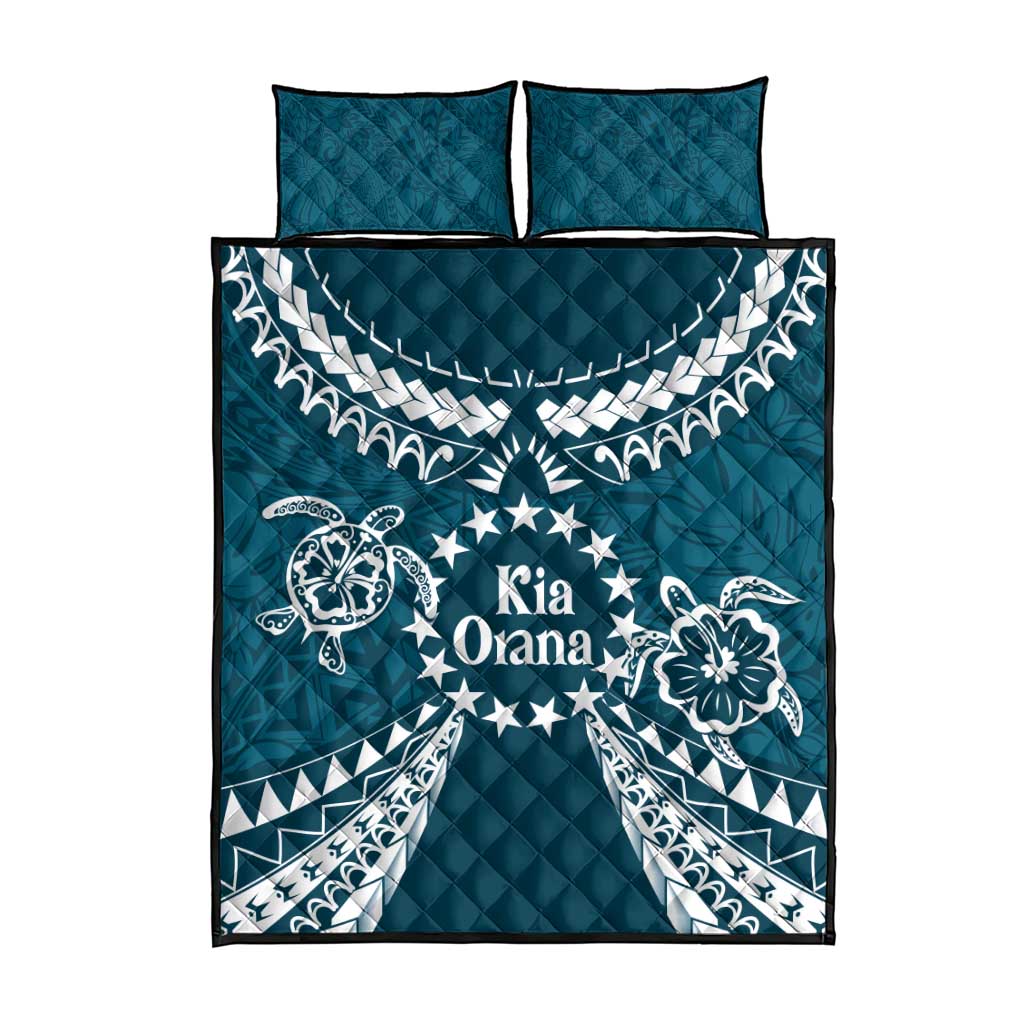 Kia Orana Cook Islands Quilt Bed Set Polynesian Turtle Crowberry Blue Color LT14 - Polynesian Pride