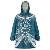 Kia Orana Cook Islands Wearable Blanket Hoodie Polynesian Turtle Crowberry Blue Color LT14 One Size Crowberry Blue - Polynesian Pride