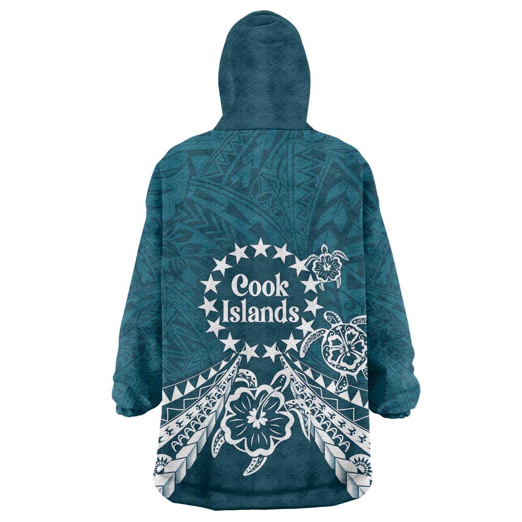 Kia Orana Cook Islands Wearable Blanket Hoodie Polynesian Turtle Crowberry Blue Color LT14 - Polynesian Pride