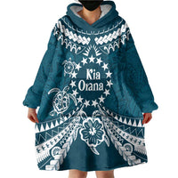 Kia Orana Cook Islands Wearable Blanket Hoodie Polynesian Turtle Crowberry Blue Color LT14 - Polynesian Pride