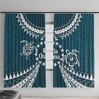 Kia Orana Cook Islands Window Curtain Polynesian Turtle Crowberry Blue Color LT14 With Hooks Crowberry Blue - Polynesian Pride