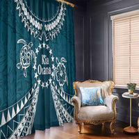 Kia Orana Cook Islands Window Curtain Polynesian Turtle Crowberry Blue Color LT14 - Polynesian Pride