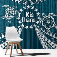 Kia Orana Cook Islands Window Curtain Polynesian Turtle Crowberry Blue Color LT14 - Polynesian Pride