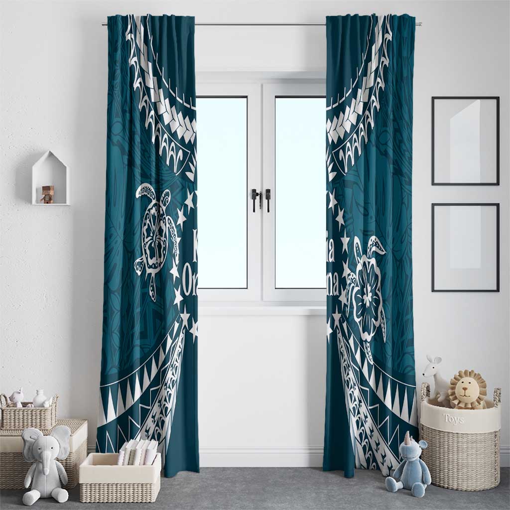 Kia Orana Cook Islands Window Curtain Polynesian Turtle Crowberry Blue Color LT14 - Polynesian Pride