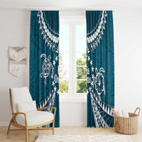 Kia Orana Cook Islands Window Curtain Polynesian Turtle Crowberry Blue Color LT14 - Polynesian Pride