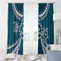 Kia Orana Cook Islands Window Curtain Polynesian Turtle Crowberry Blue Color LT14 - Polynesian Pride