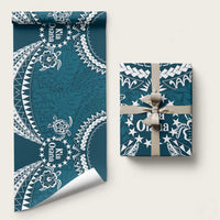 Kia Orana Cook Islands Wrapping Paper Polynesian Turtle Crowberry Blue Color LT14 58" × 23" Crowberry Blue - Polynesian Pride