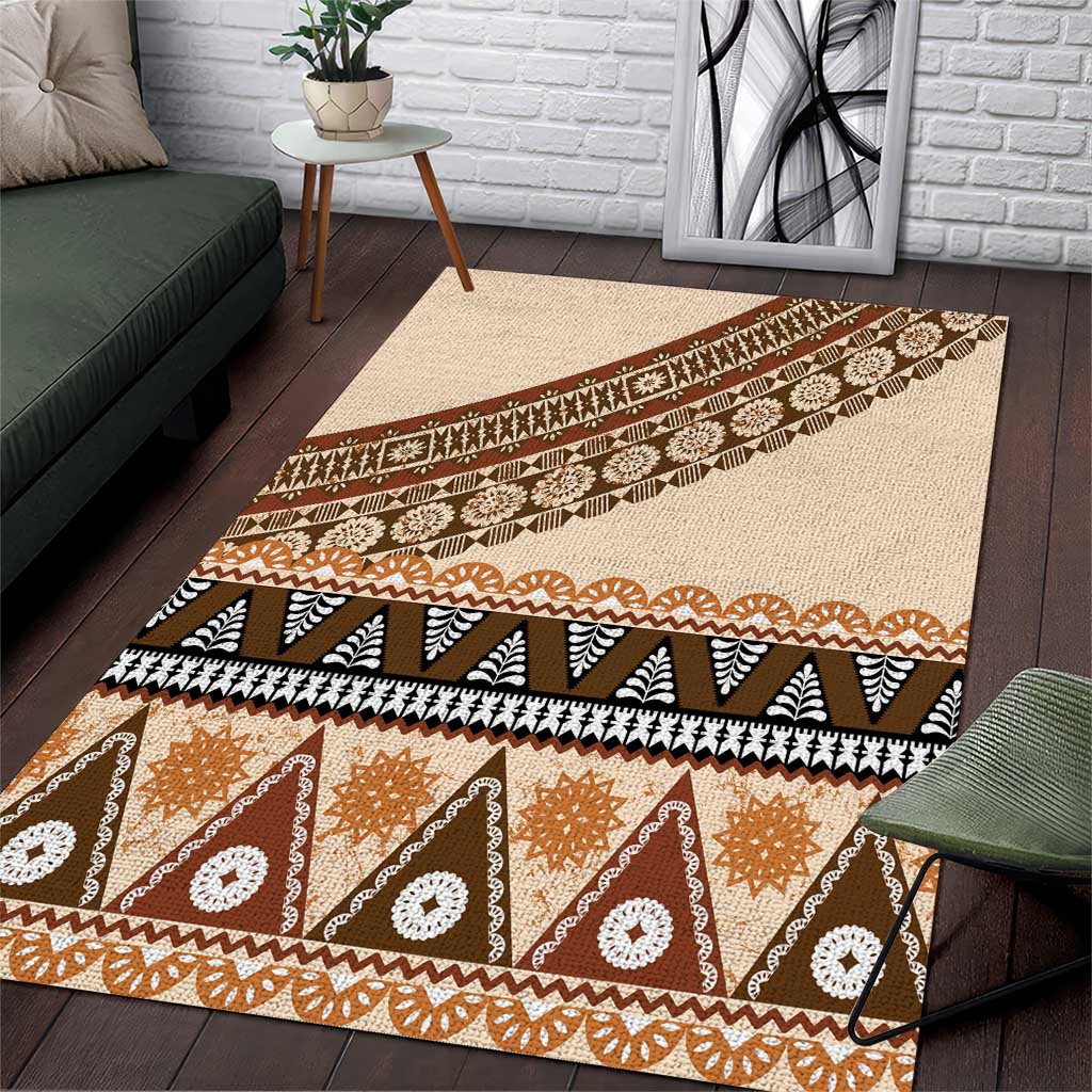 Bula Fiji Area Rug 2025 Pasifika Traditional Fijian Masi LT14 Beige - Polynesian Pride