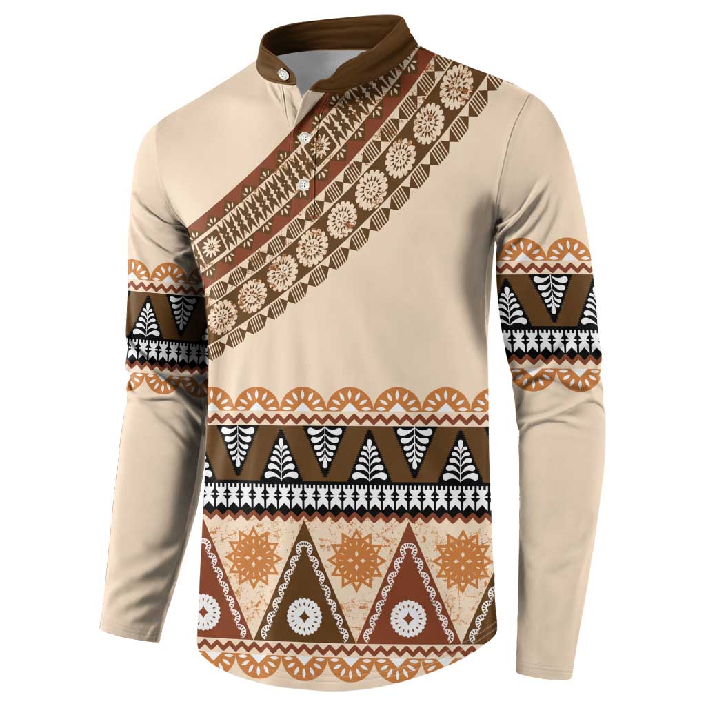 Bula Fiji Button Sweatshirt 2025 Pasifika Traditional Fijian Masi LT14 - Polynesian Pride