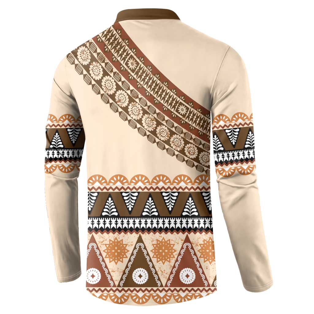 Bula Fiji Button Sweatshirt 2025 Pasifika Traditional Fijian Masi LT14 - Polynesian Pride
