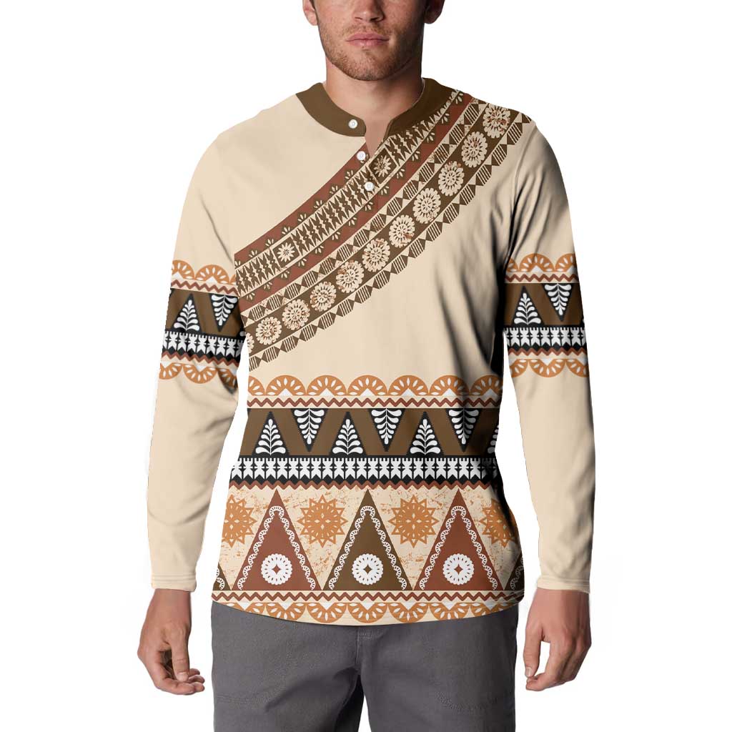 Bula Fiji Button Sweatshirt 2025 Pasifika Traditional Fijian Masi LT14 - Polynesian Pride